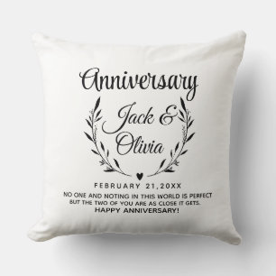 Coussin Mariage personnalisé moderne nom du couple date no