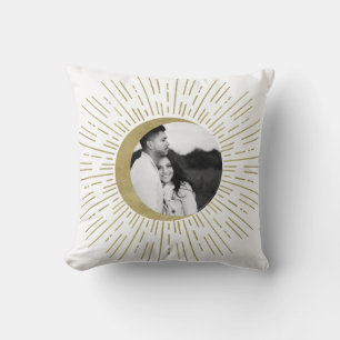 Coussin Mariage Photo coup de soleil céleste blanc et or
