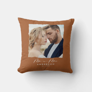 Coussin mariage photo moderne personnalisé M. et Mme