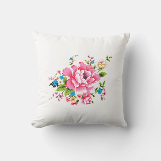 Coussin Mariage Pink Peony bouquet de fleurs (Recto)