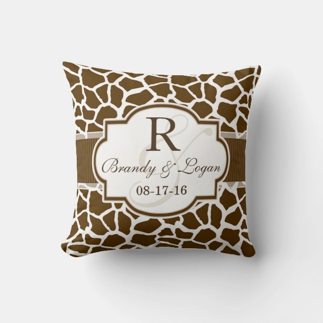 Coussin Mariage Poster de animal Brown, Giraffe blanche (Recto)
