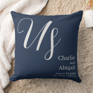 Coussin MARIAGE romantique moderne des États-Unis sur Navy