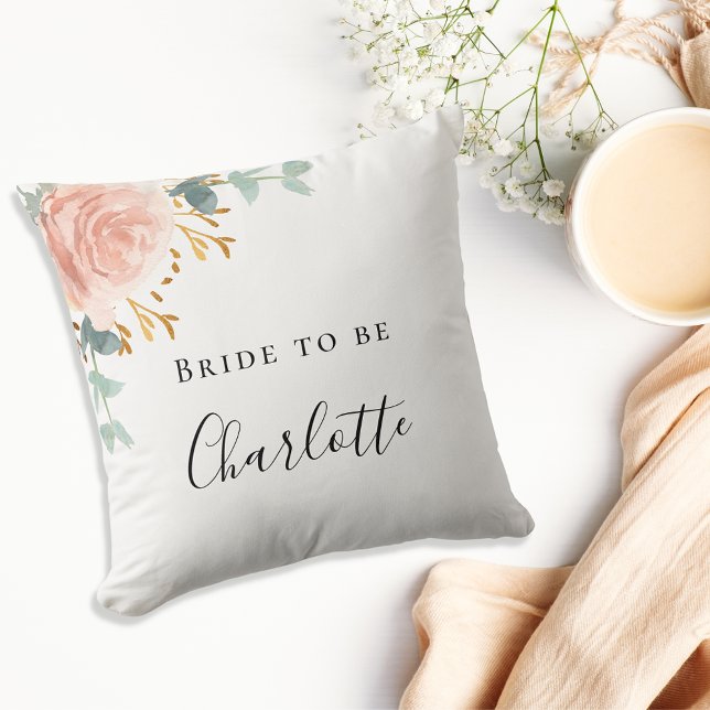 Coussin Mariage rose gold fleurs blush eucalyptus (Créateur téléchargé)