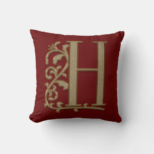 Coussin Mariage rouge de famille du monogramme H