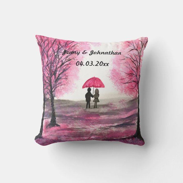 Coussin Mariage rustique amour couple cerisier fleurs arbr (Recto)