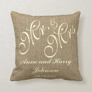 Coussin Mariage rustique Keepsaké Jeter Monogramme de l'or