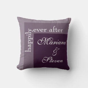 Coussin Mariage simple moderne chic écriture violet