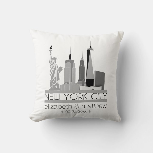 Coussin Mariage Skyline de New York (Recto)