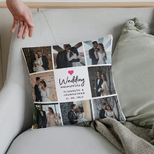 Coussin Mariage Souvenirs Coeur Couple Photo Collage Scrip