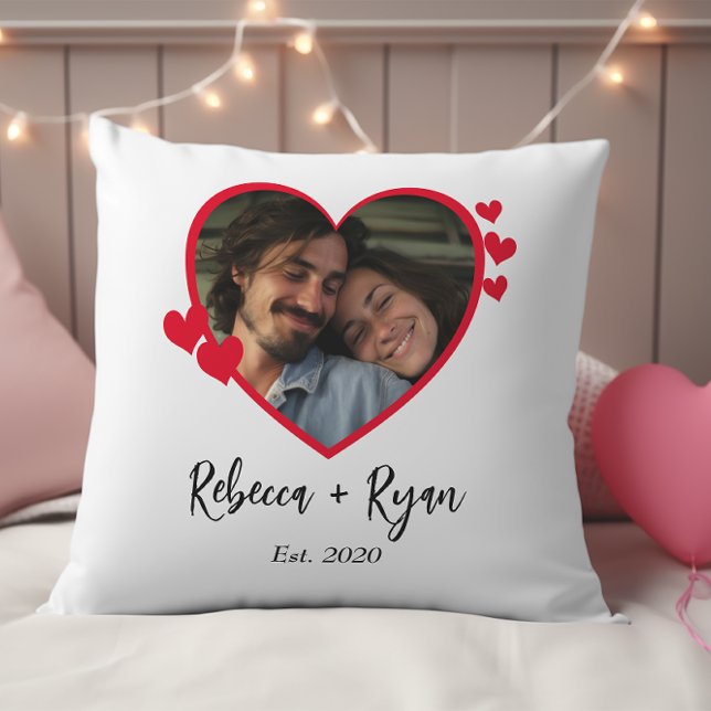 Coussin Mariage & Valentines Couple's Photo Throw Pillow (Créateur téléchargé)