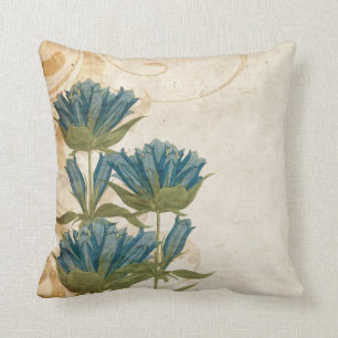 Coussin Mariage vintage aux fleurs bleues