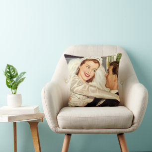 Coussin Mariage vintage Nouveaux mariés, Mariée heureuse e