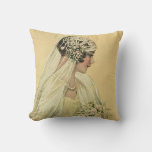 Coussin Mariage vintage, Portrait de mariée victorienne