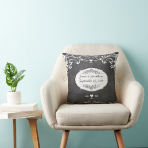 Coussin Mariages à la typographie de tableau noir