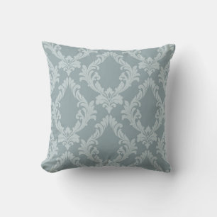Coussin Marie Antoinette bleu damassé français inspiré