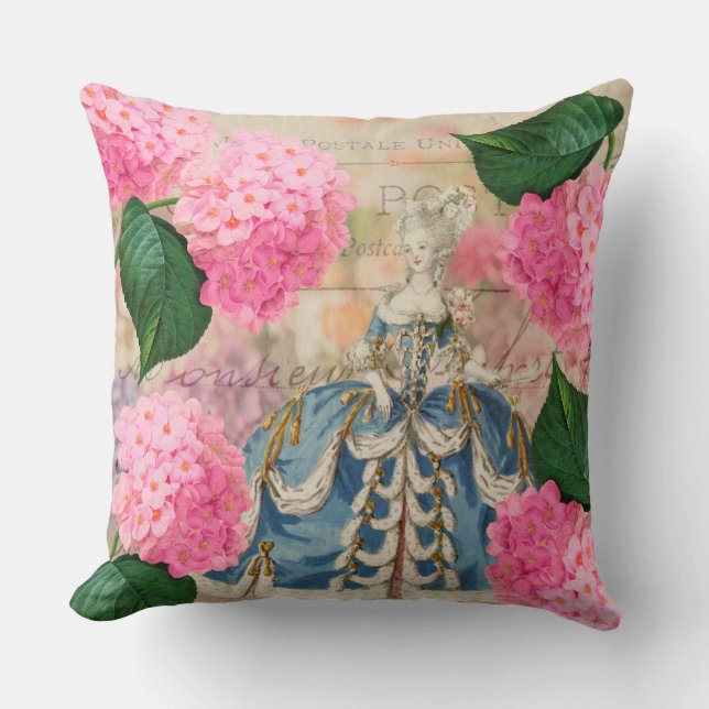 Coussin Marie Antoinette Pink Hydrangeas Jeu d'oreiller (Recto)