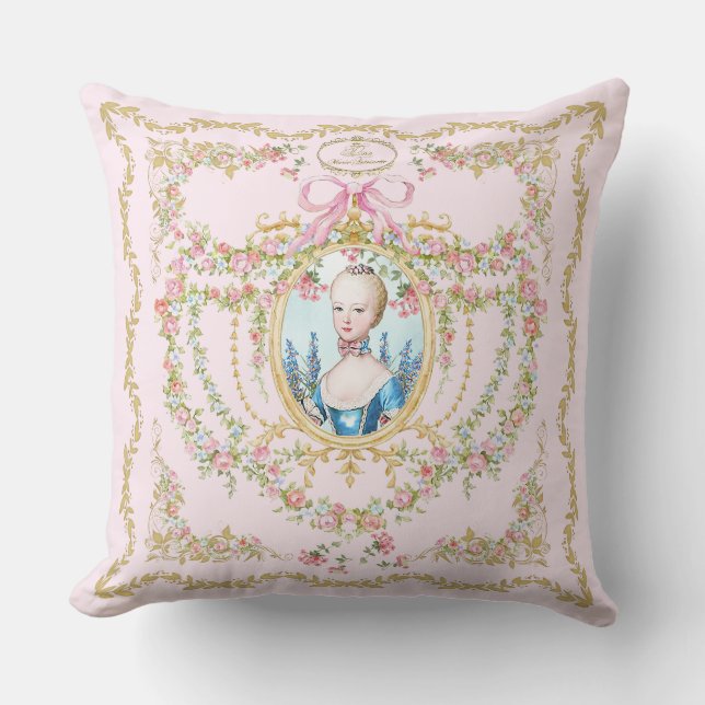 Coussin Marie Antoinette pink rose frame pillow (Recto)