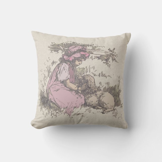 Coussin Marie avait un agneau Comptine (Recto)