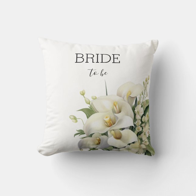 Coussin Mariée à être Fleurs Blanches Art à l'aquarelle (Recto)