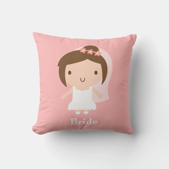 Coussin Mariée de mariage mignonne en robe blanche dans la (Recto)