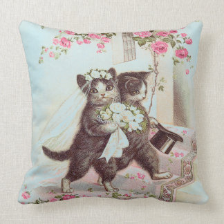 Coussin Mariée et chambre de chats Mariages en bleu