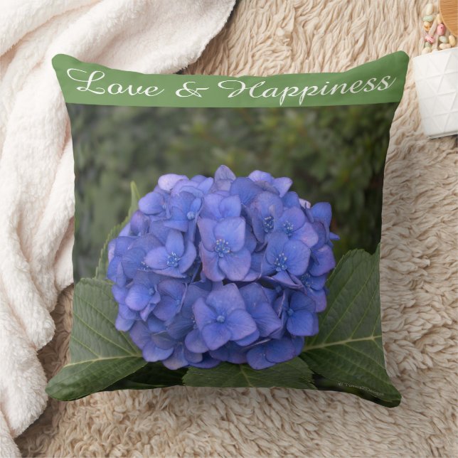 Coussin Mariée et Marié Bleu Hydrangea Personnaliser (Couverture)