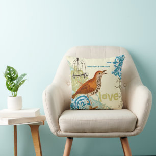 Coussin Mariée Everafter Sarcelle Corail Lime Oiseau Migno
