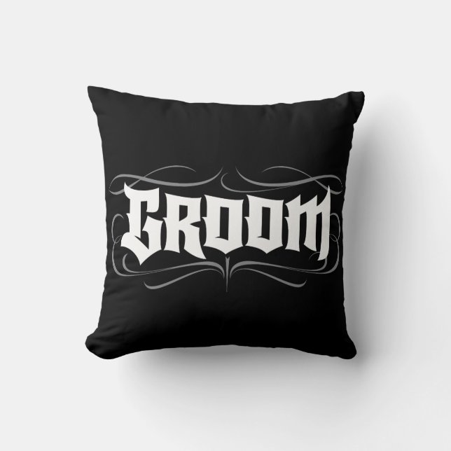 Coussin Mariée Gothique Mari Ensemble Lettres de Lune de M (Recto)