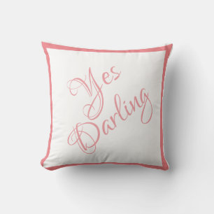 Coussin Mariée Oui Chérie Pink Script Mariage chic