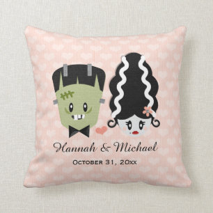 Coussin Mariée personnalisée de Frankenstein et Mariage mo