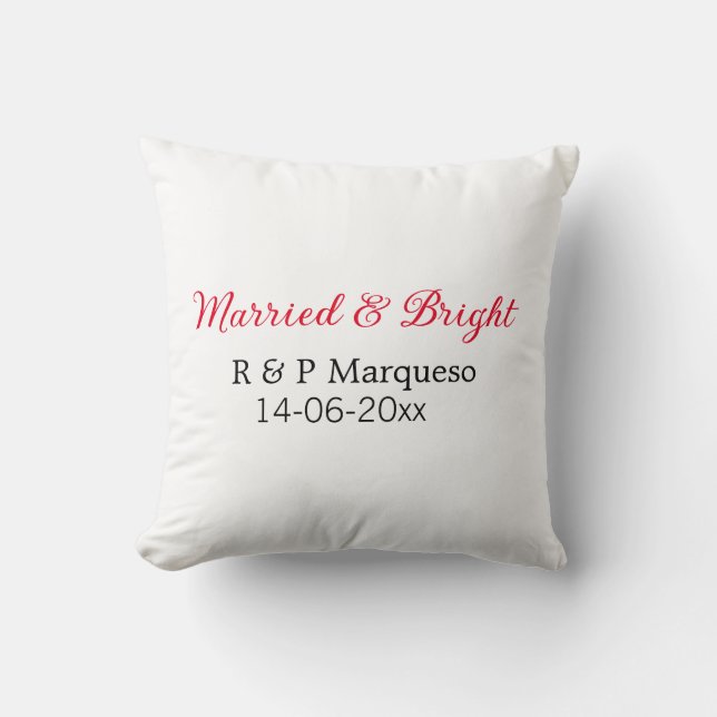 Coussin Mariés & lumineux ajouter le nom du couple ajouter (Recto)
