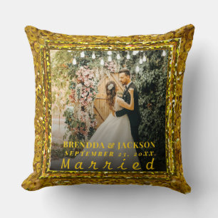 Coussin Mariés Noël Élégant Or Type Photo De Mariage