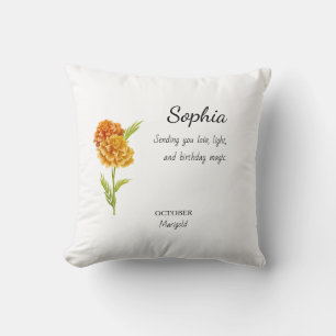 Coussin Marigold d'Octobre Anniversaire Personnalisé