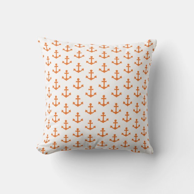 Coussin Marin blanc orange intelligent nautique d'Ancres (Recto)