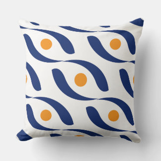Coussin Marine Abstraite moderne Bleu, Orange et Canapé bl