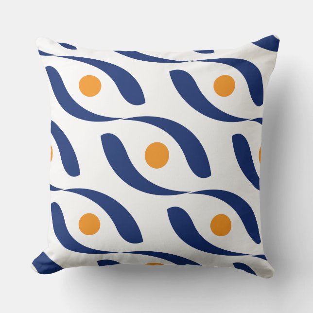 Coussin Marine Abstraite moderne Bleu, Orange et Canapé bl (Recto)