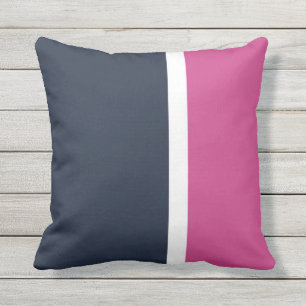 Coussin Marine Blanc rose moderne bande extérieure Jeu d'