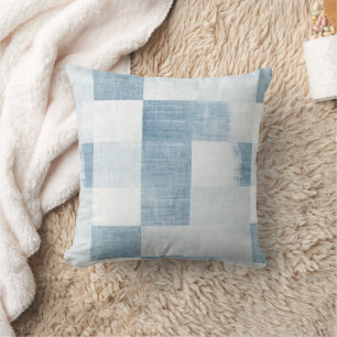 Coussin Marine Bleu Blanc Denim Jean Stripes
