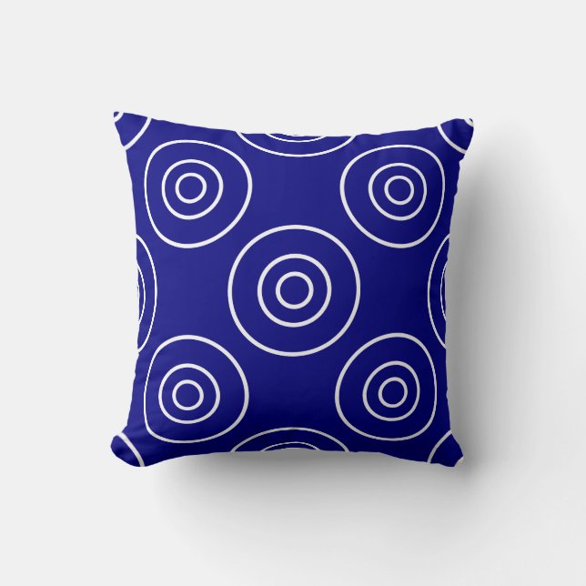 Coussin Marine bleu et blanc avec cercles (Recto)