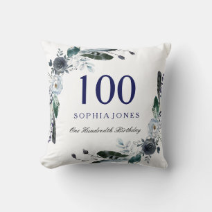 Coussin Marine Bleu noir blanc Flore 100e anniversaire Cad