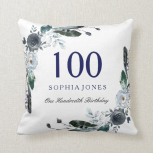 Coussin Marine Bleu noir blanc Flore 100e anniversaire Cad