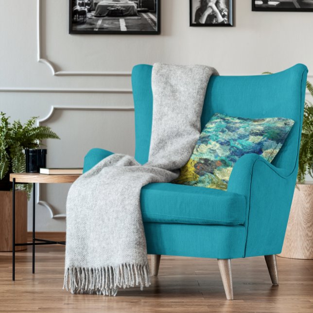 Coussin Marine bleu Turquoise et peinture Abstraite Turquo (The colors in this abstract photo may work just great with your teal or blue home decor.)