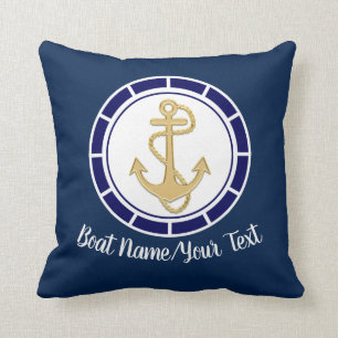 Coussin Marine bleue de la Ancre dorée