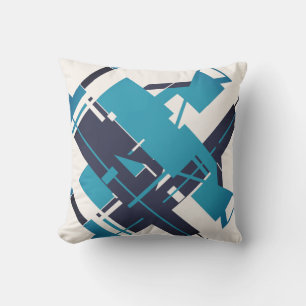 Coussin Marine Bleue turquoise sur l'art Abstrait diagonal