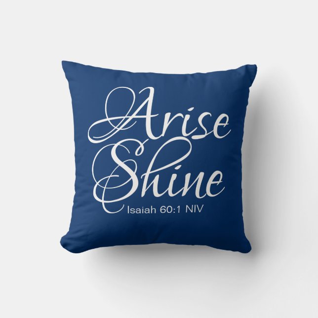 Coussin Marine Blue Inspirational Lever et brillant chréti (Recto)