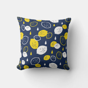 Coussin Marine Blue Lemon Art - Refresh Citrus Design