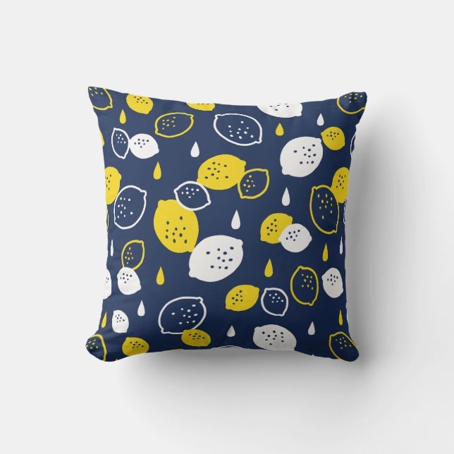 Coussin Marine Blue Lemon Art - Refresh Citrus Design (Recto)