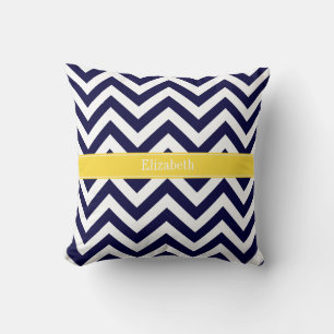 Coussin Marine Blue Lg Chevron Nom de l'ananas Monogramme