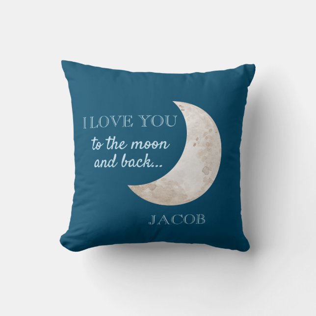 Coussin Marine Blue Moon Vous aimez à la Lune (Recto)