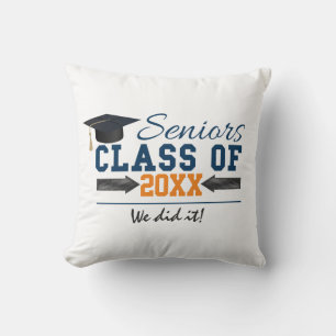 Coussin Marine Blue Orange Typographie Graduation Cushion